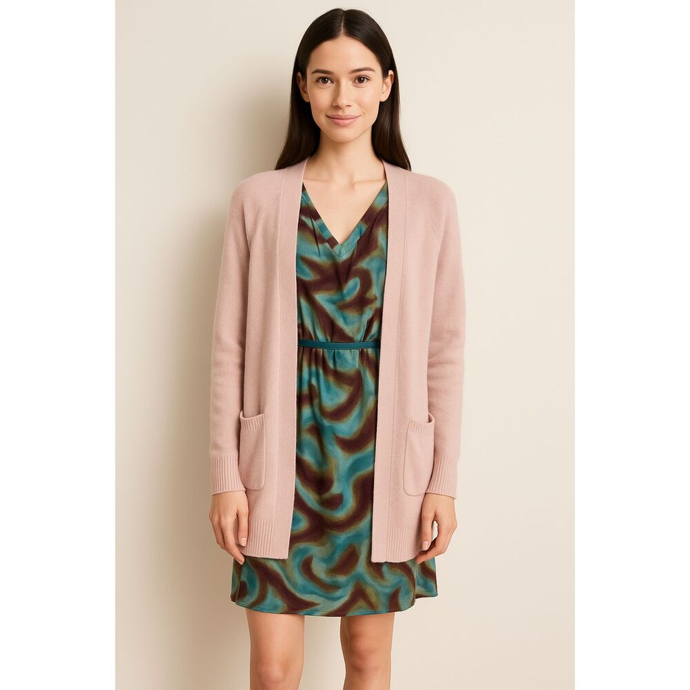 2 PC LOFT BUNDLE MINI DRESS blue brown 2P WOOL BLEND CARDIGAN XS